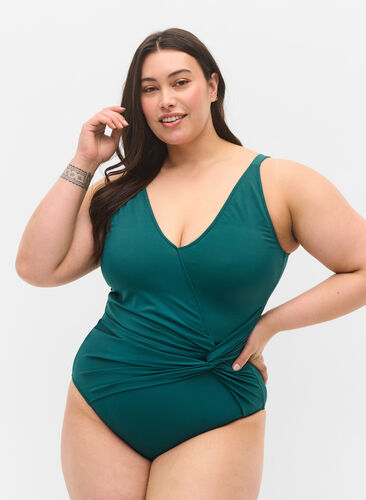 Lightly padded swimsuit, Deep Teal, Model image number 0