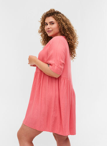 Viscose A-line tunic with buttons, Tea Rose , Model image number 1