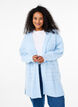 Long knitted cardigan with a lace pattern, Cashmere Blue Mel., Model image number 0