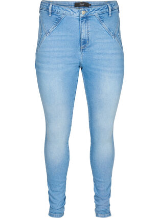 Super slim Amy jeans with bold stitching, Light blue, Packshot image number 0