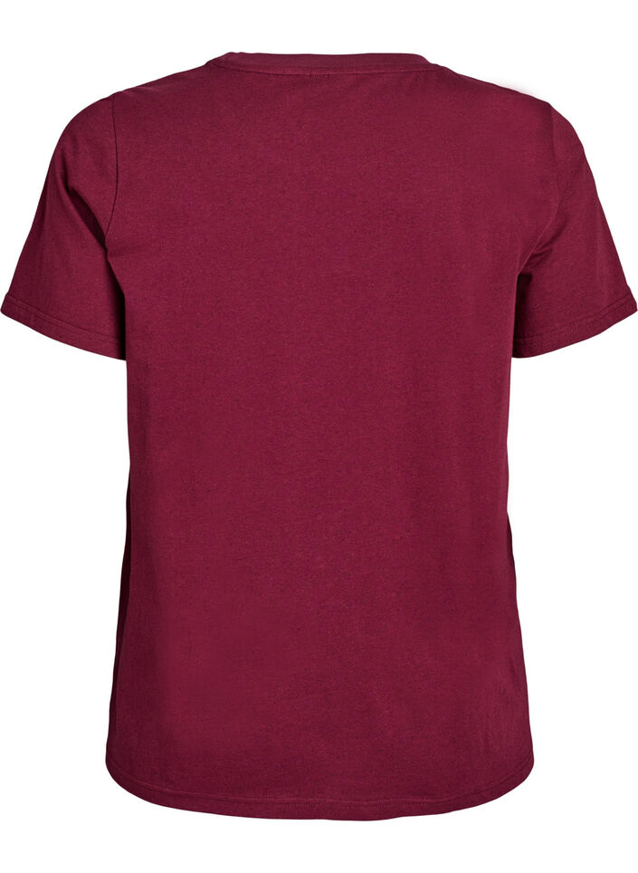 Cotton T-shirt with round neck, Dark Bordeaux, Packshot image number 1