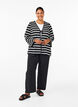 Cardigan with ties, Black White stripe, Model image number 2