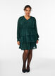 Short dress with ruffles and a textured pattern, Green, Model image number 1