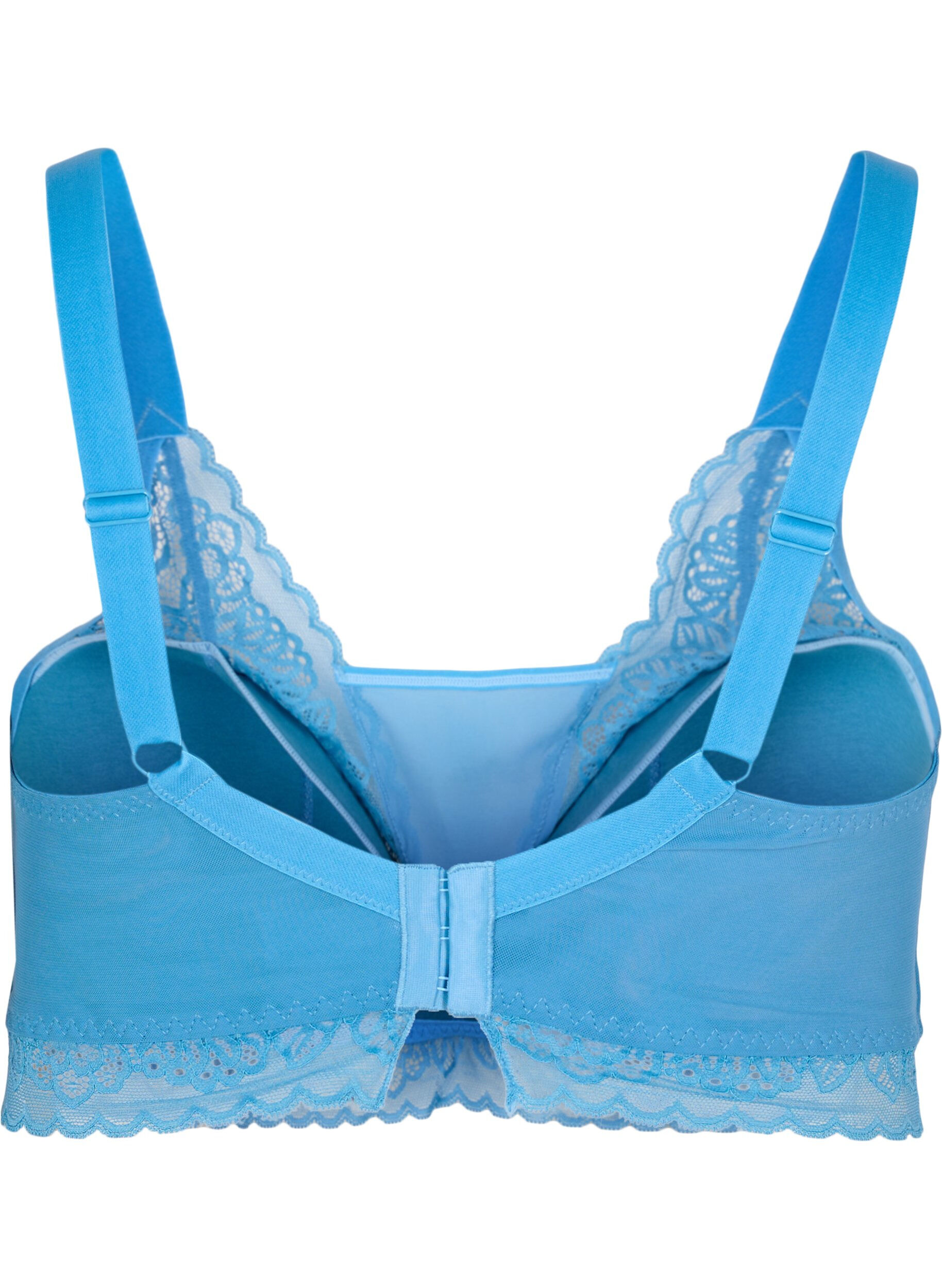 Zizzifashion Bra with lace and soft padding, Blue, Packshot image number 1