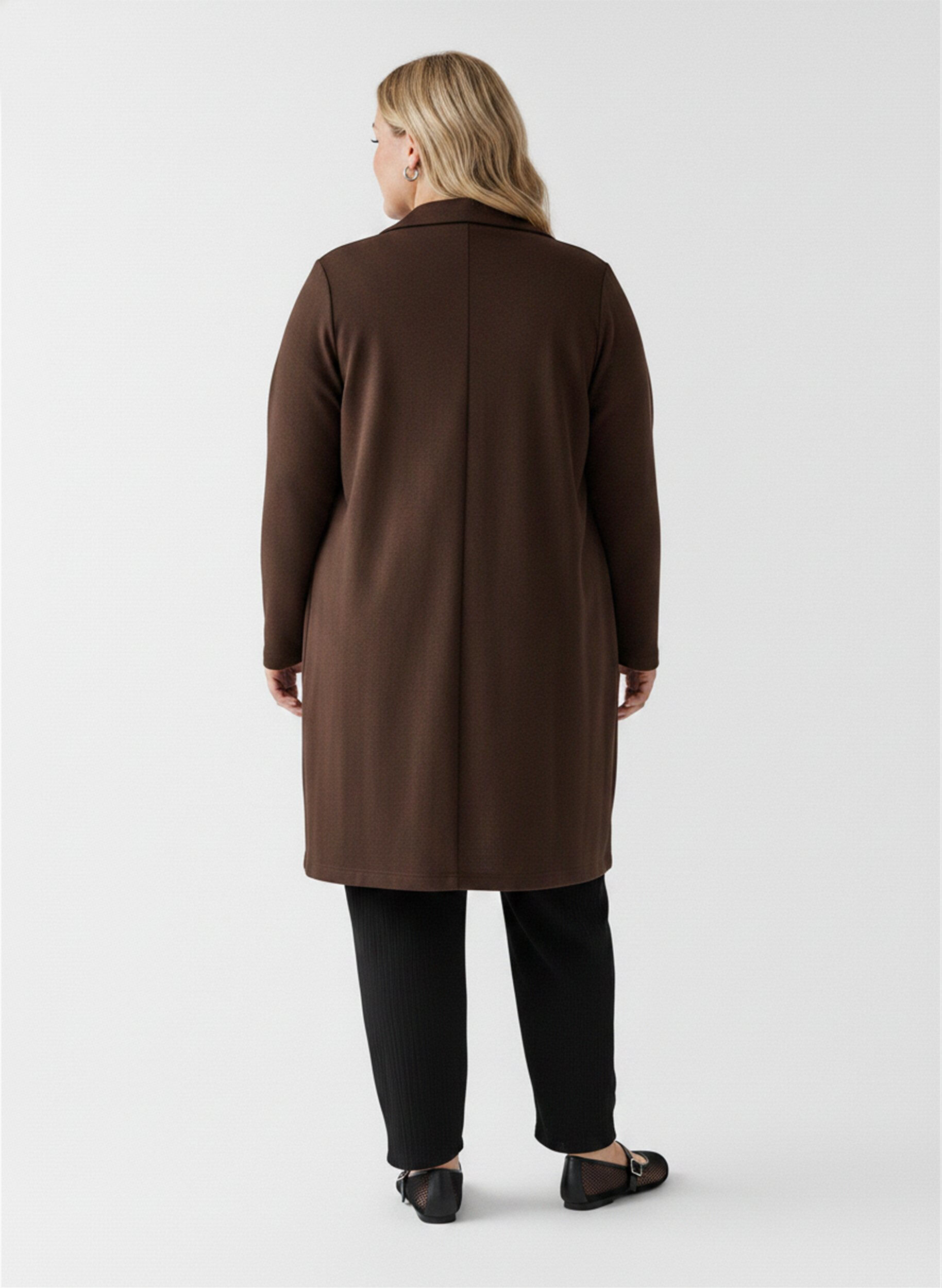 ZizzifashionLong blazer with pockets, Brown, Model image number 2