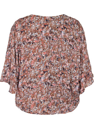 Printed viscose blouse with smock detail, Night Sky AOP, Packshot image number 1
