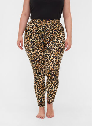 Viscose leggings with leopard print, LEO AOP, Model image number 2