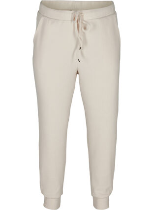Trousers with side pockets and drawstring, Sand, Packshot image number 0