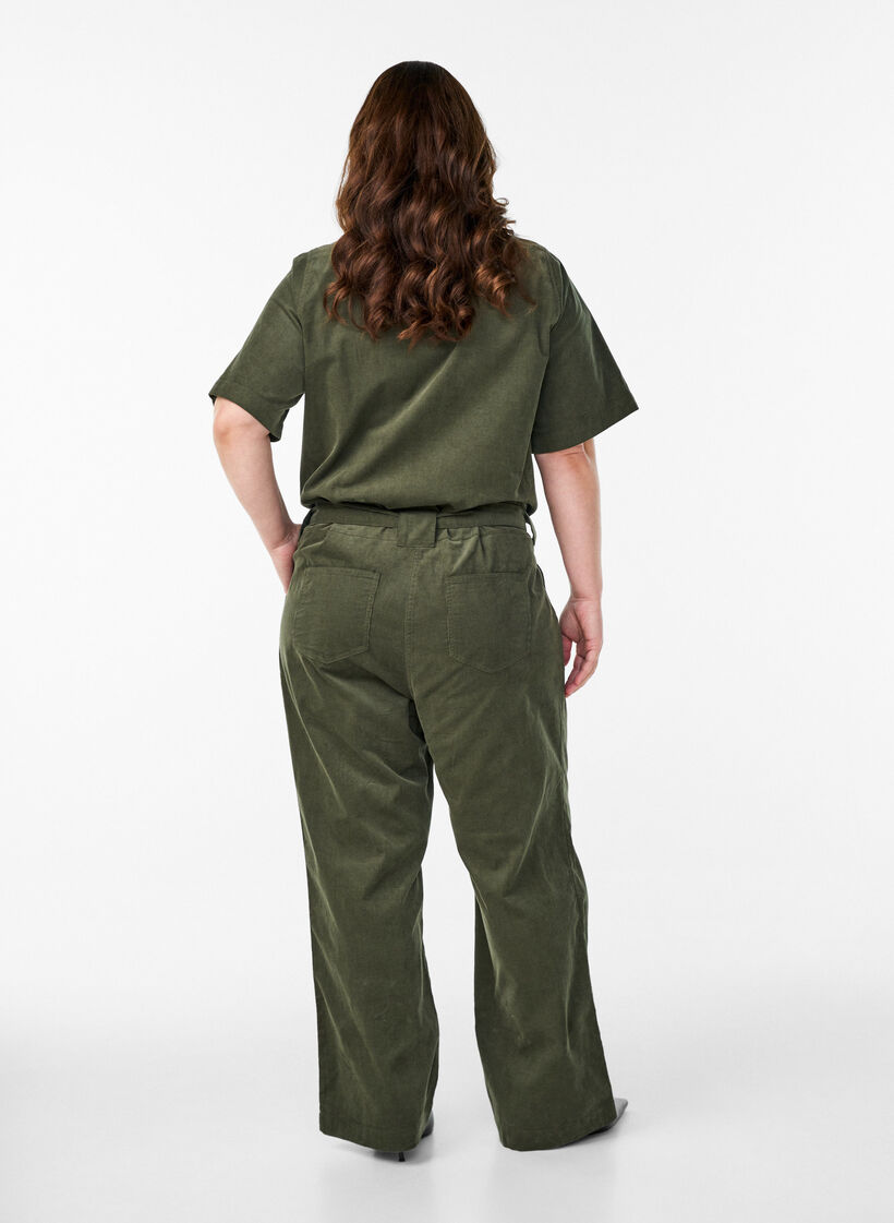 Corduroy jumpsuit with straight legs, Green, Model image number 1