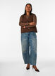 Mesh blouse with long sleeves, Brown, Model image number 1