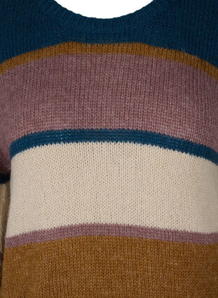 Striped knit sweater with wool and a round neckline, Rubber Stripe Comb, Packshot image number 2