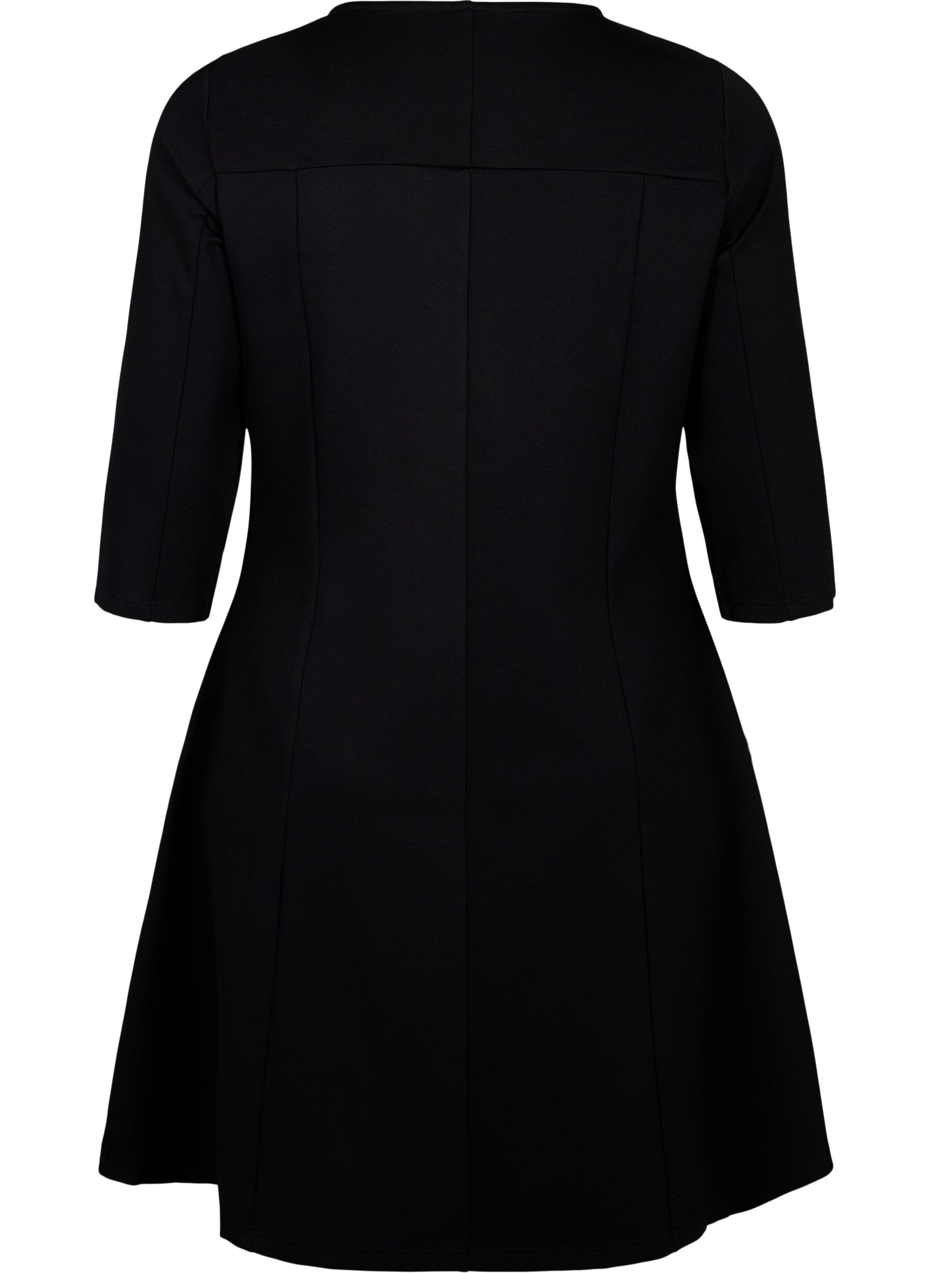 ZizzifashionA-shaped dress with 3/4 sleeves, Black, Packshot image number 1