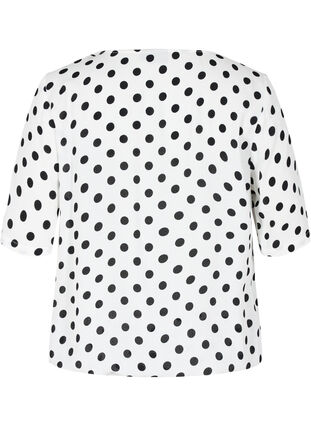 Viscose blouse with short sleeves and polka dots, White w. Black Dot, Packshot image number 1