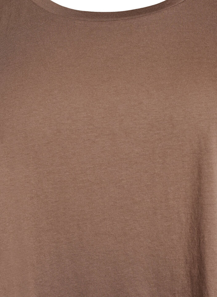 Short sleeve cotton blend T-shirt, Brown, Packshot image number 2