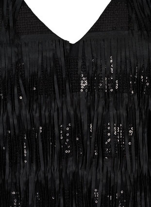 Fringed dress with sequins, Black, Packshot image number 2