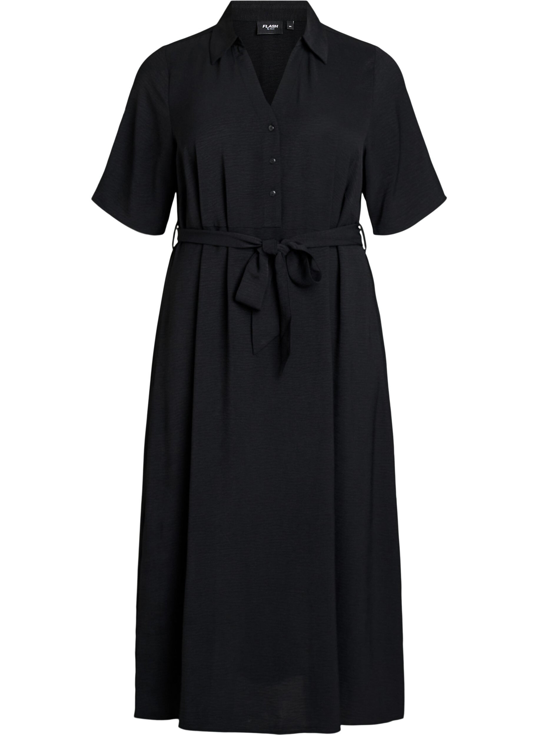 Midi shirt dress with tie belt