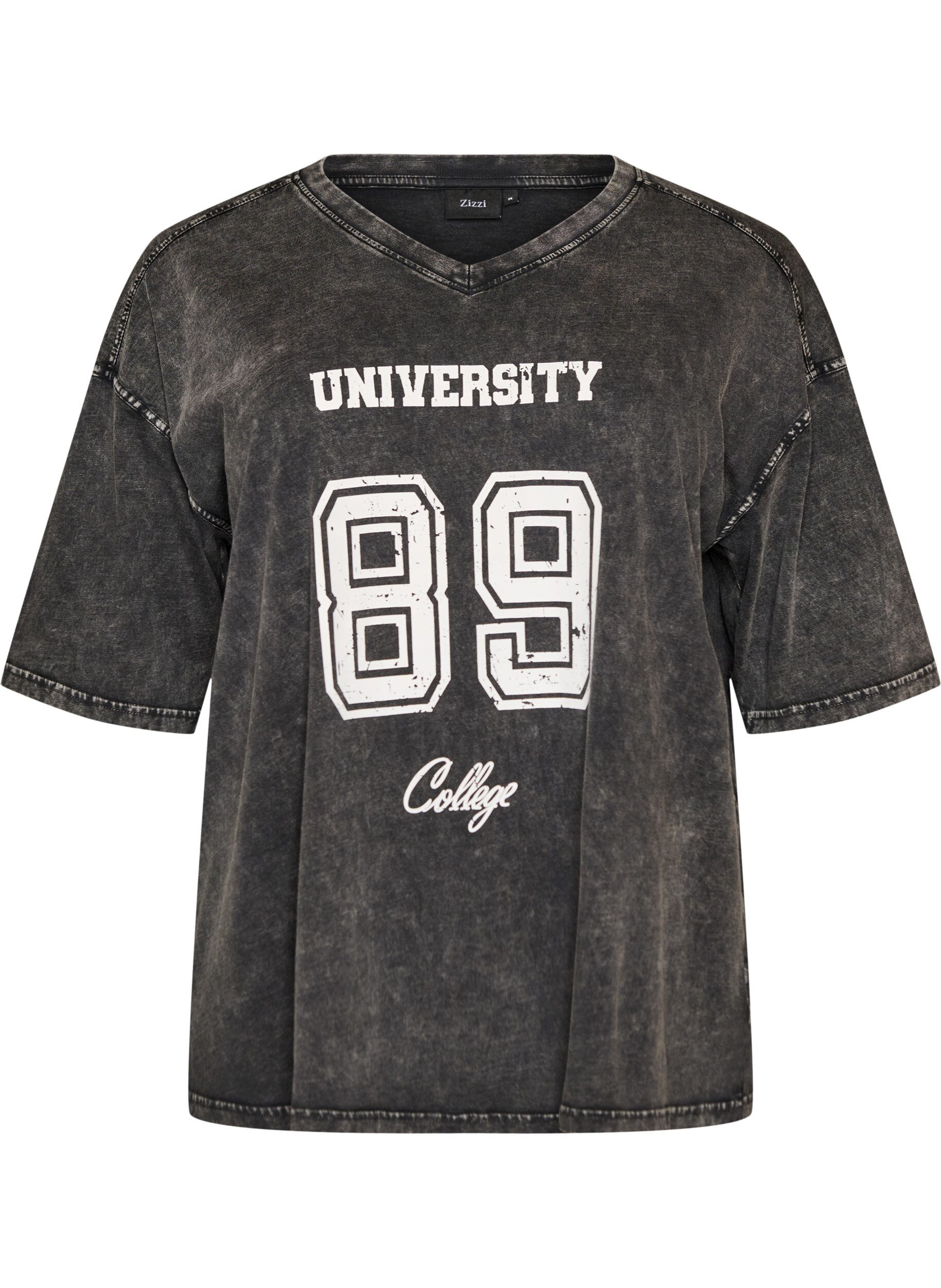 Zizzifashion Oversized T-shirt in organic cotton with a college print, Black, Packshot image number 0