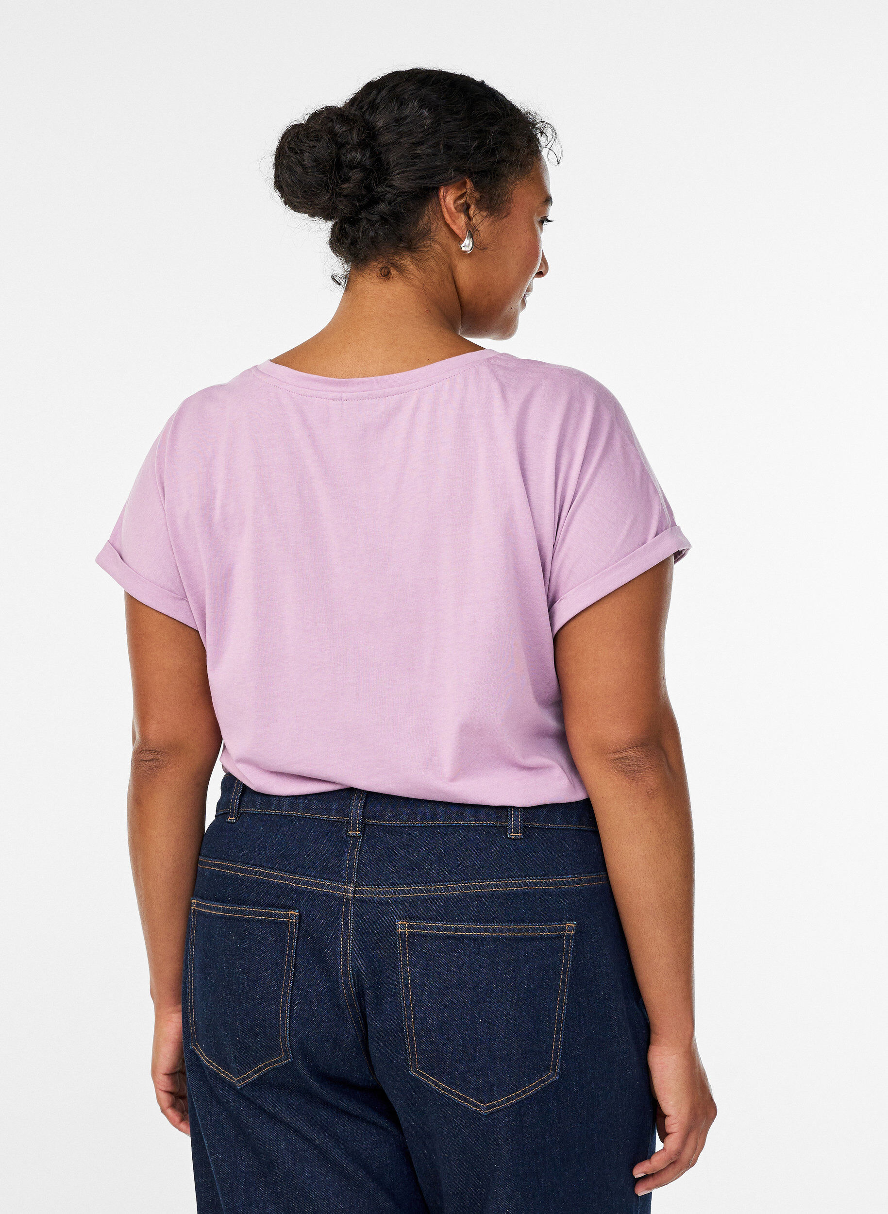 ZizzifashionShort sleeved cotton blend t-shirt, Purple, Model image number 2