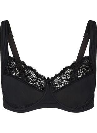 Underwired bra with lace, Black, Packshot image number 0
