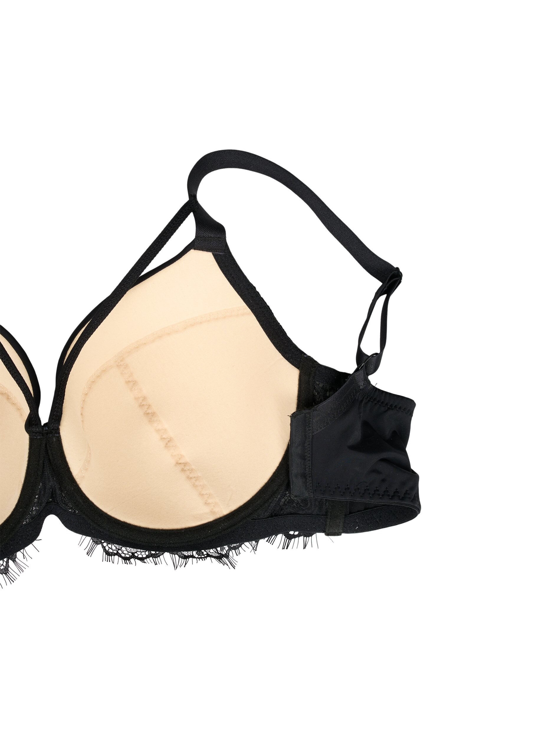Zizzifashion Padded bra with lace and string, Black, Packshot image number 3