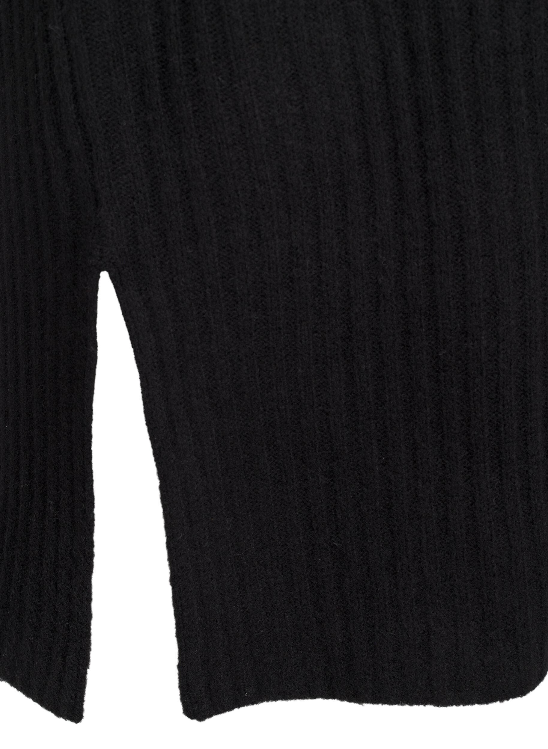 Zizzifashion Long knit dress with turtleneck, Black, Packshot image number 3