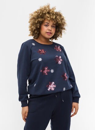 Christmas sweater, Night Sky Snow, Model image number 0