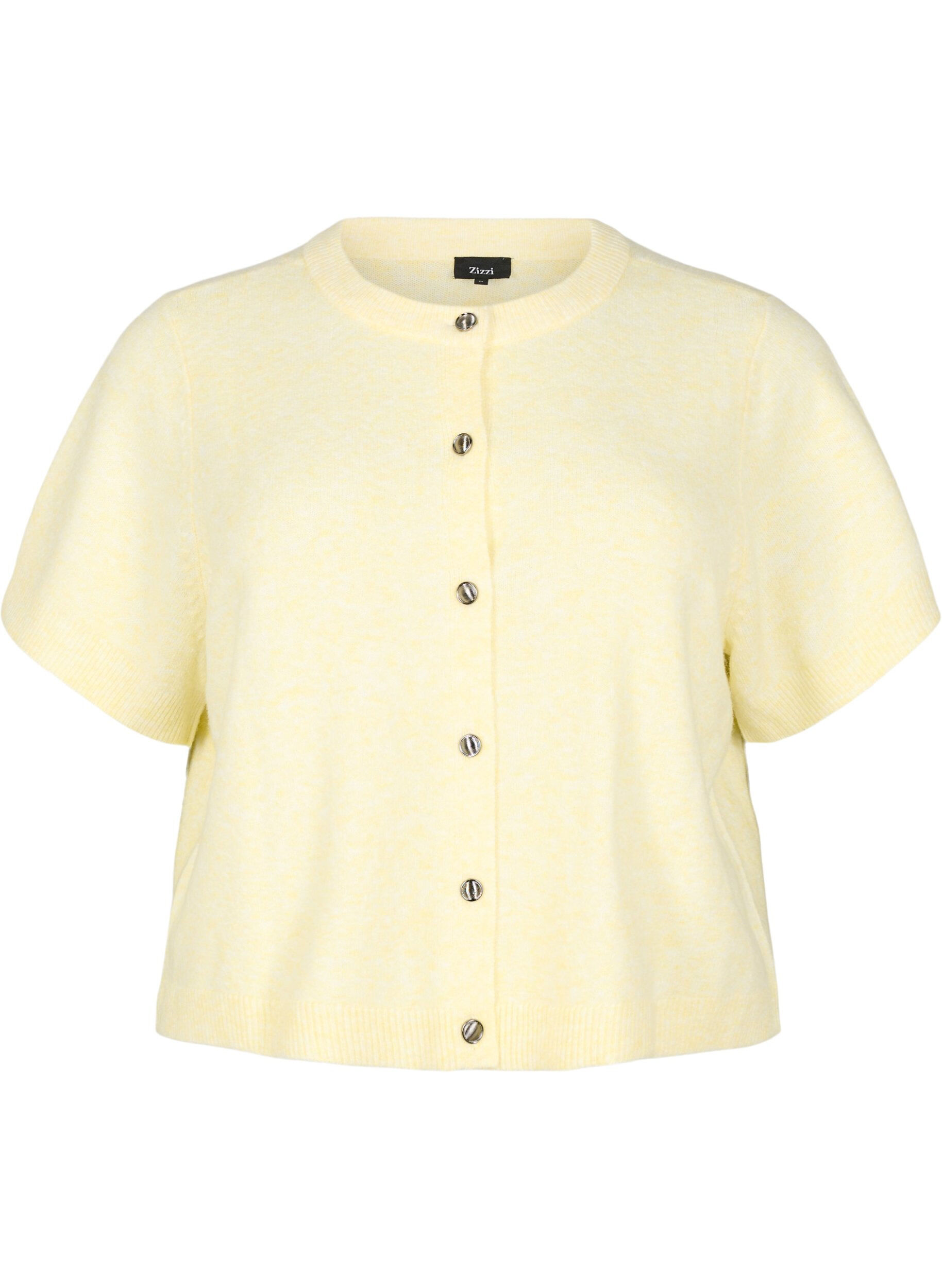 Zizzifashion Knitwear cardigan with short sleeves, Yellow, Packshot image number 0