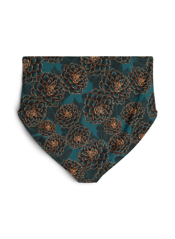 Bikini briefs with print and a high waist, Petrol, Packshot image number 1