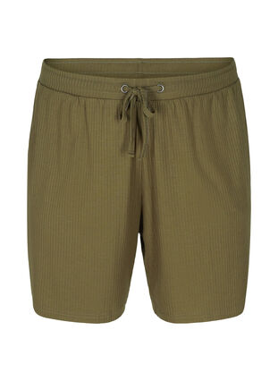 Shorts in ribbed fabric with pockets, Olivie Night, Packshot image number 0