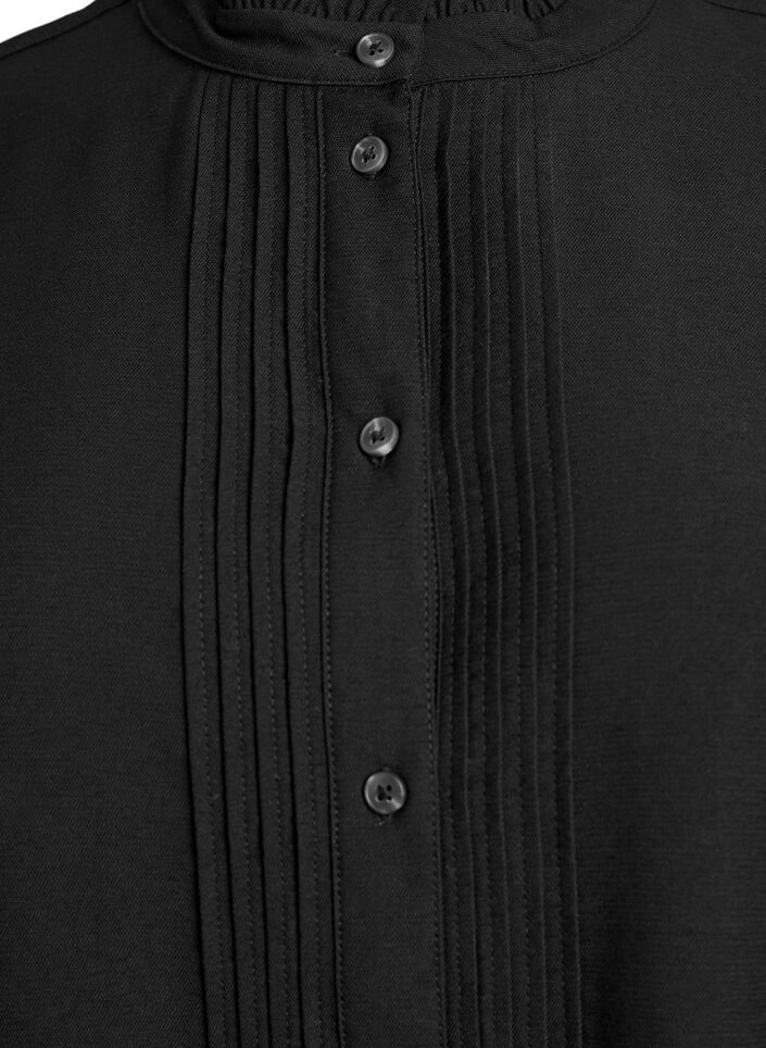 Blouse with 3/4 sleeves and decorative pleats, Black, Packshot image number 2