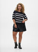 Striped knit top with short sleeves, Black, Model image number 1