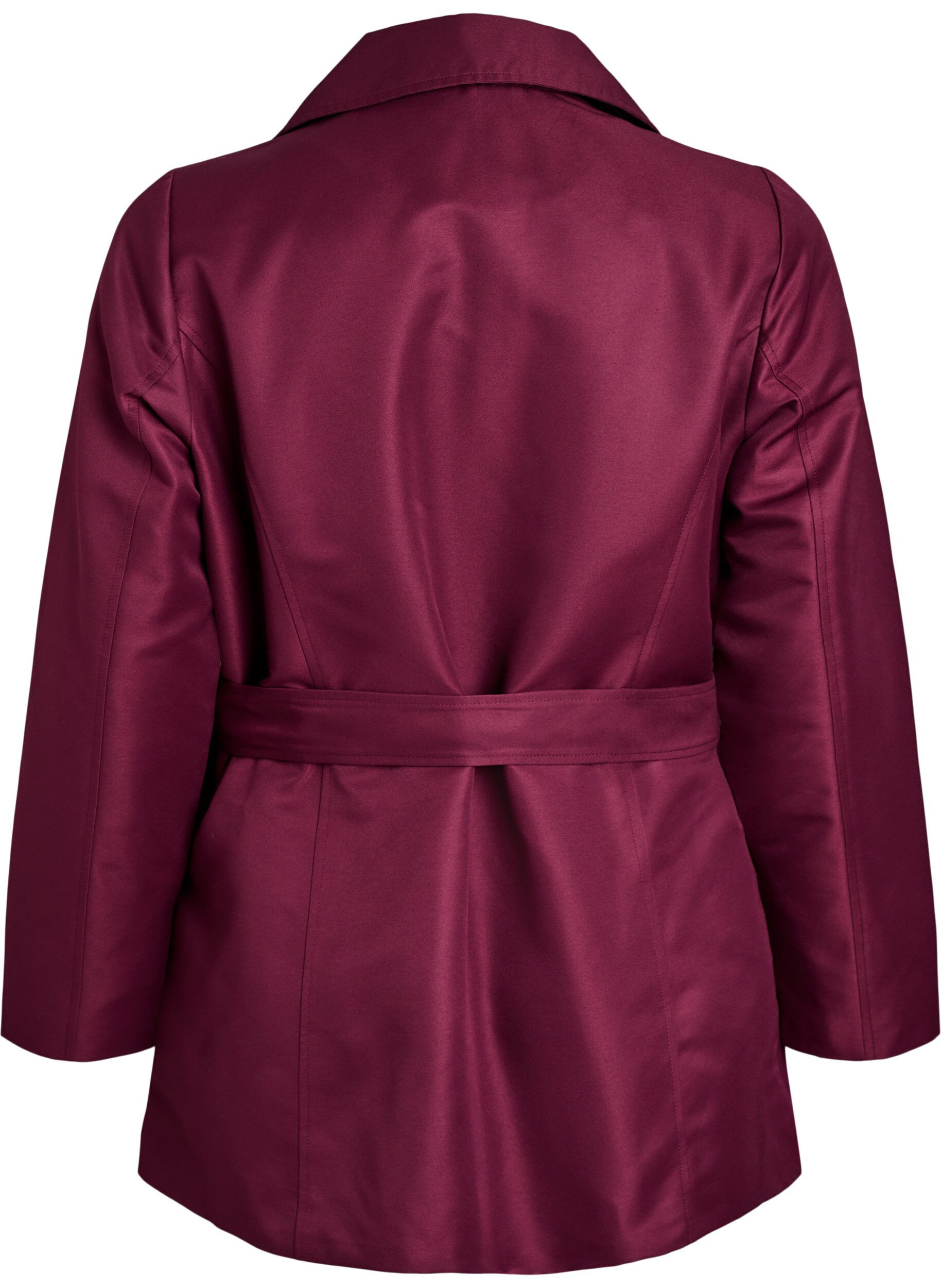 Zizzifashion Short trench coat with belt, Dark Bordeaux, Packshot image number 1