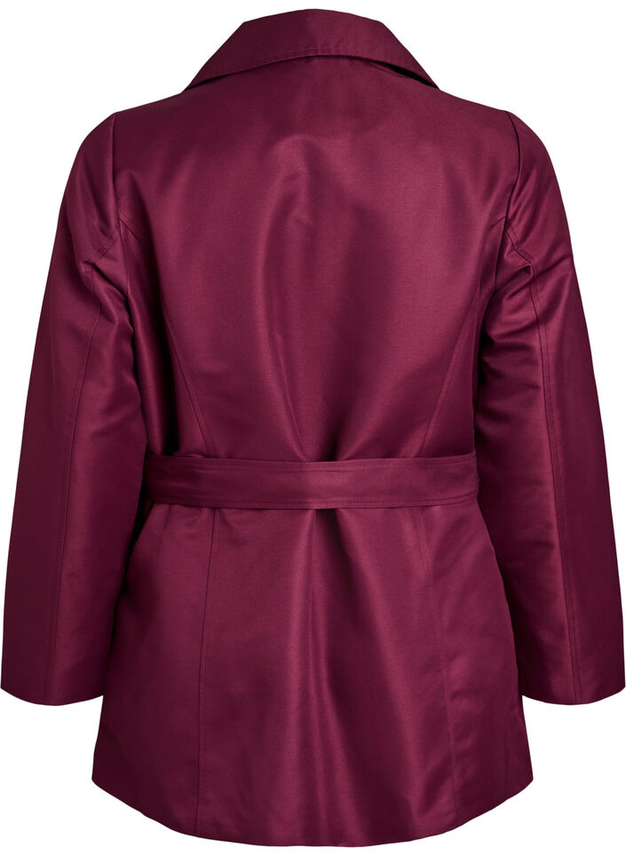 Short trench coat with belt, Dark Bordeaux, Packshot image number 1