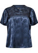 Satin blouse with floral print and V-neck, Blue, Packshot image number 0