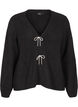 Knitted cardigan with a silver bow, Black, Packshot image number 0