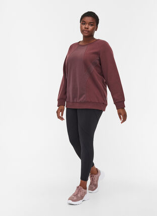 Sweatshirt with rounded neck and smock, Decadent Chocolate, Model image number 2