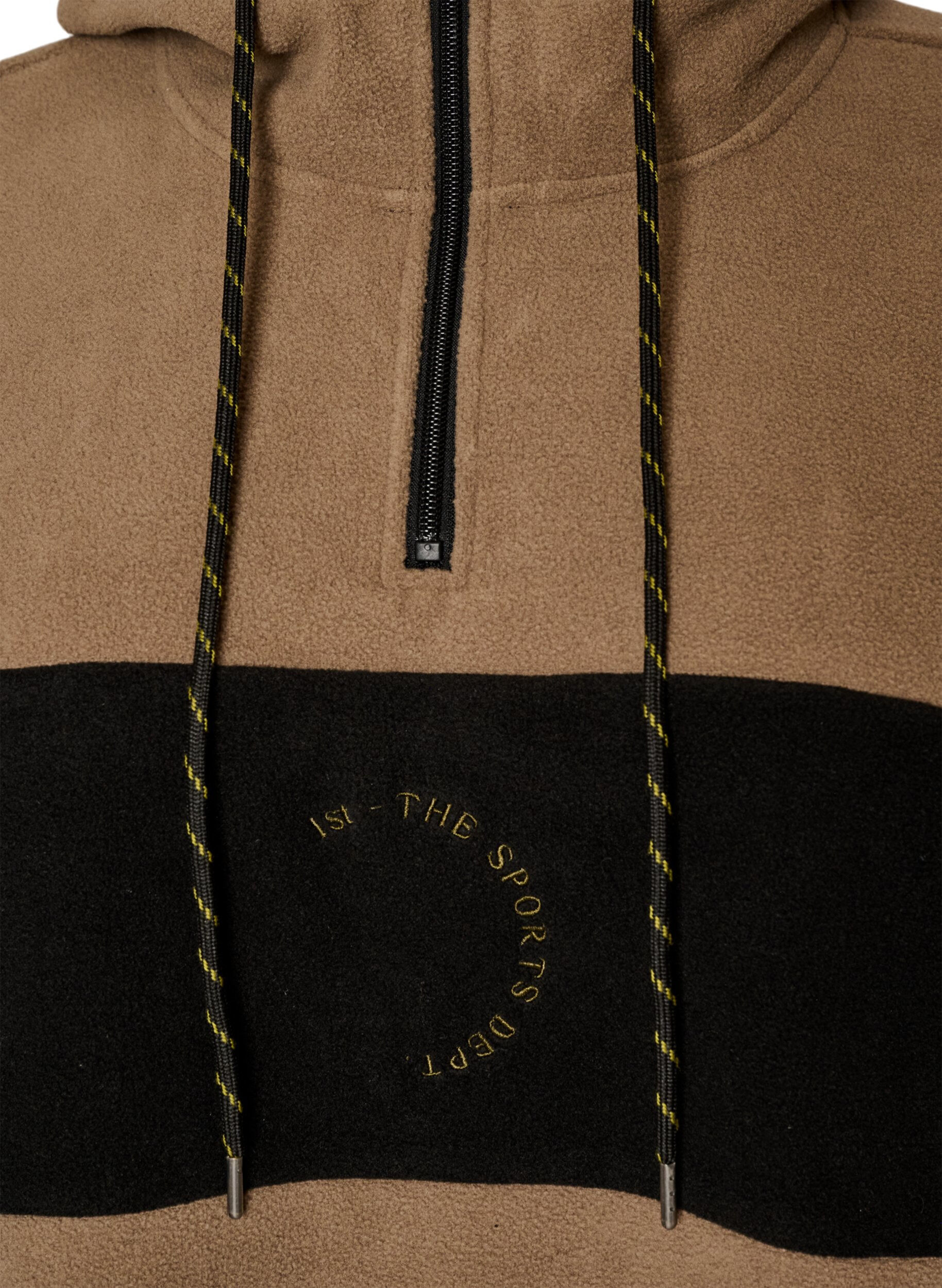 ZizzifashionFleece anorak with hood and contrast panel, Brown, Packshot image number 2