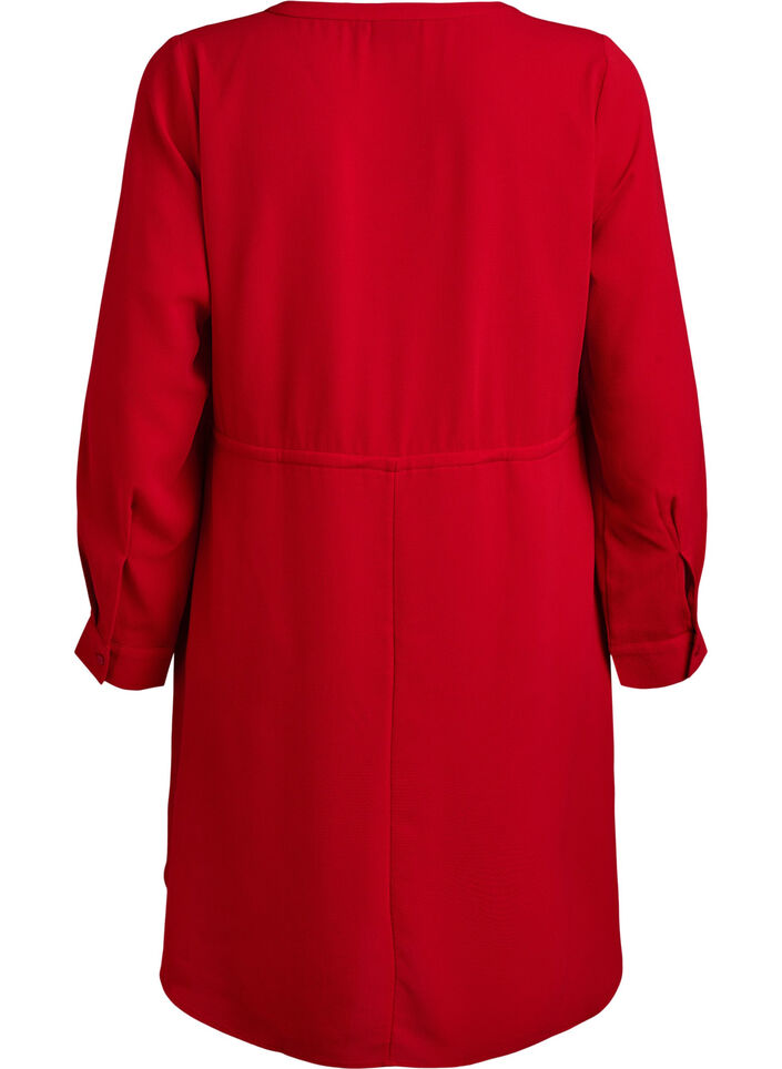 Knee-length dress with tie belt, Red, Packshot image number 1