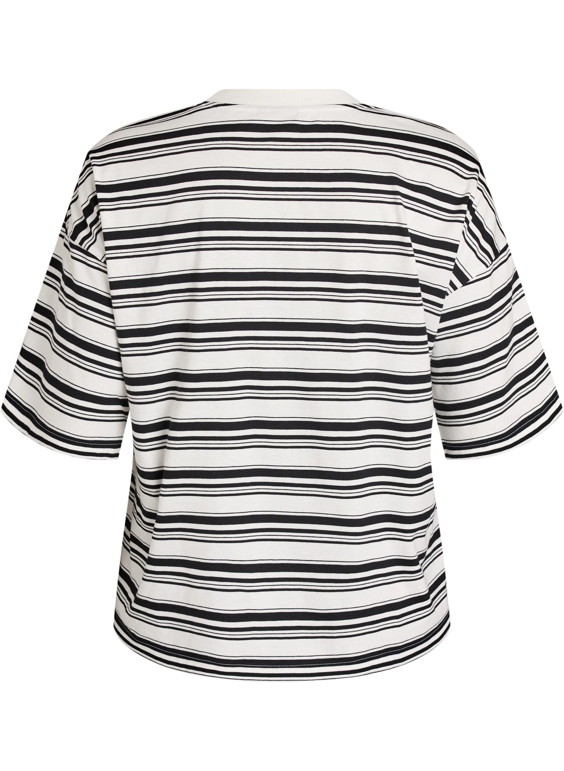 ZizzifashionBoxy T-shirt with striped pattern, Black, Packshot image number 1