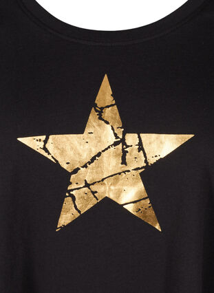 Short-sleeved cotton t-shirt with a-line, Black STAR, Packshot image number 2