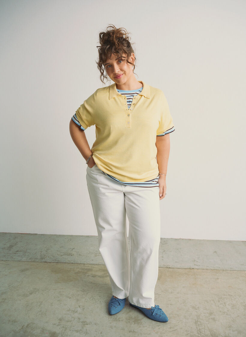 Straight fit jeans with a tie belt, White, Image image number 0