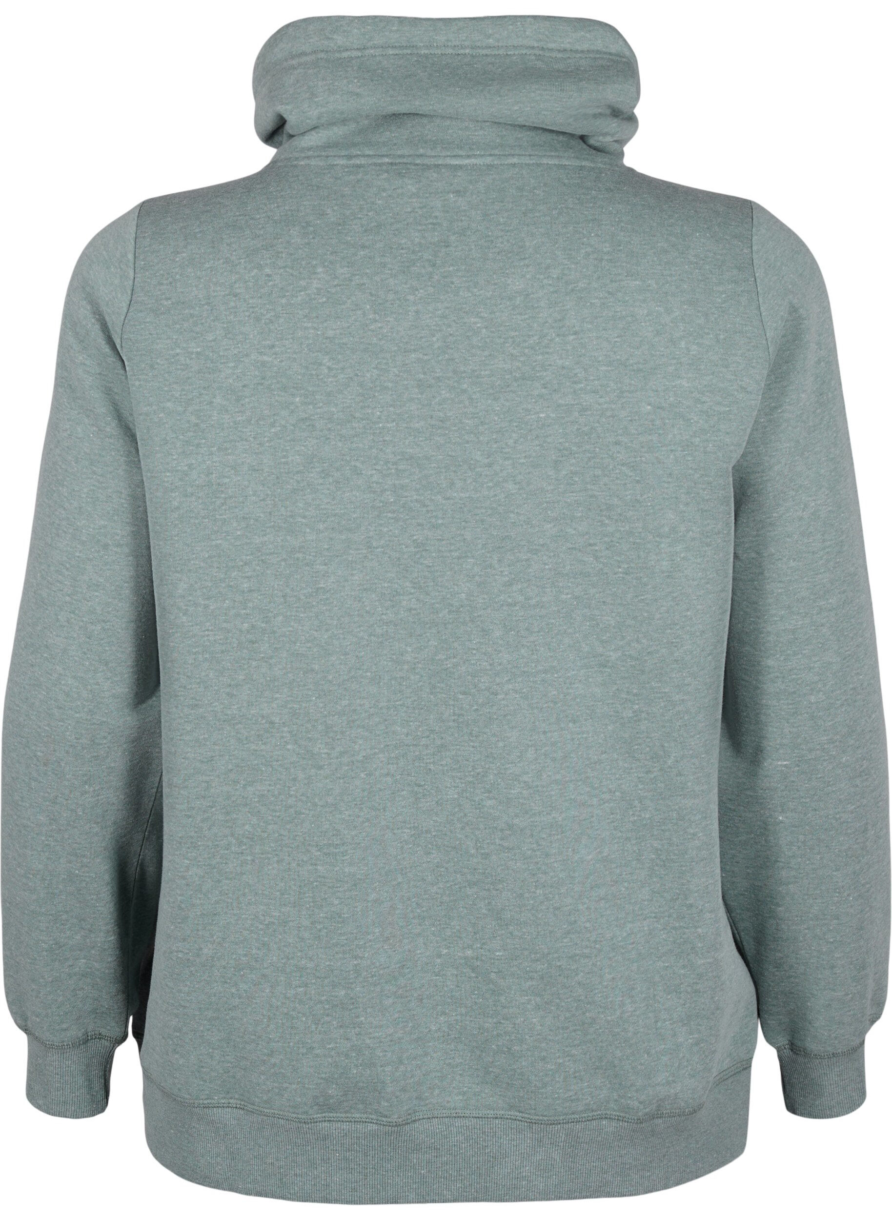 Zizzifashion FLASH - Sweatshirt with high collar, Balsam Green Melange, Packshot image number 1