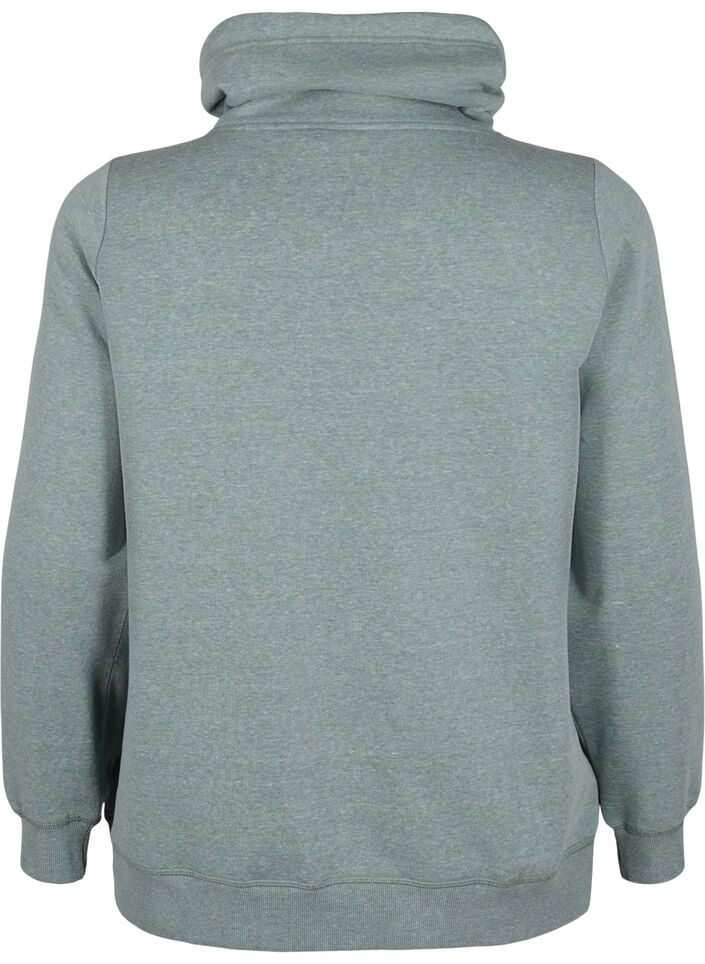 FLASH - Sweatshirt with high collar, Balsam Green Melange, Packshot image number 1