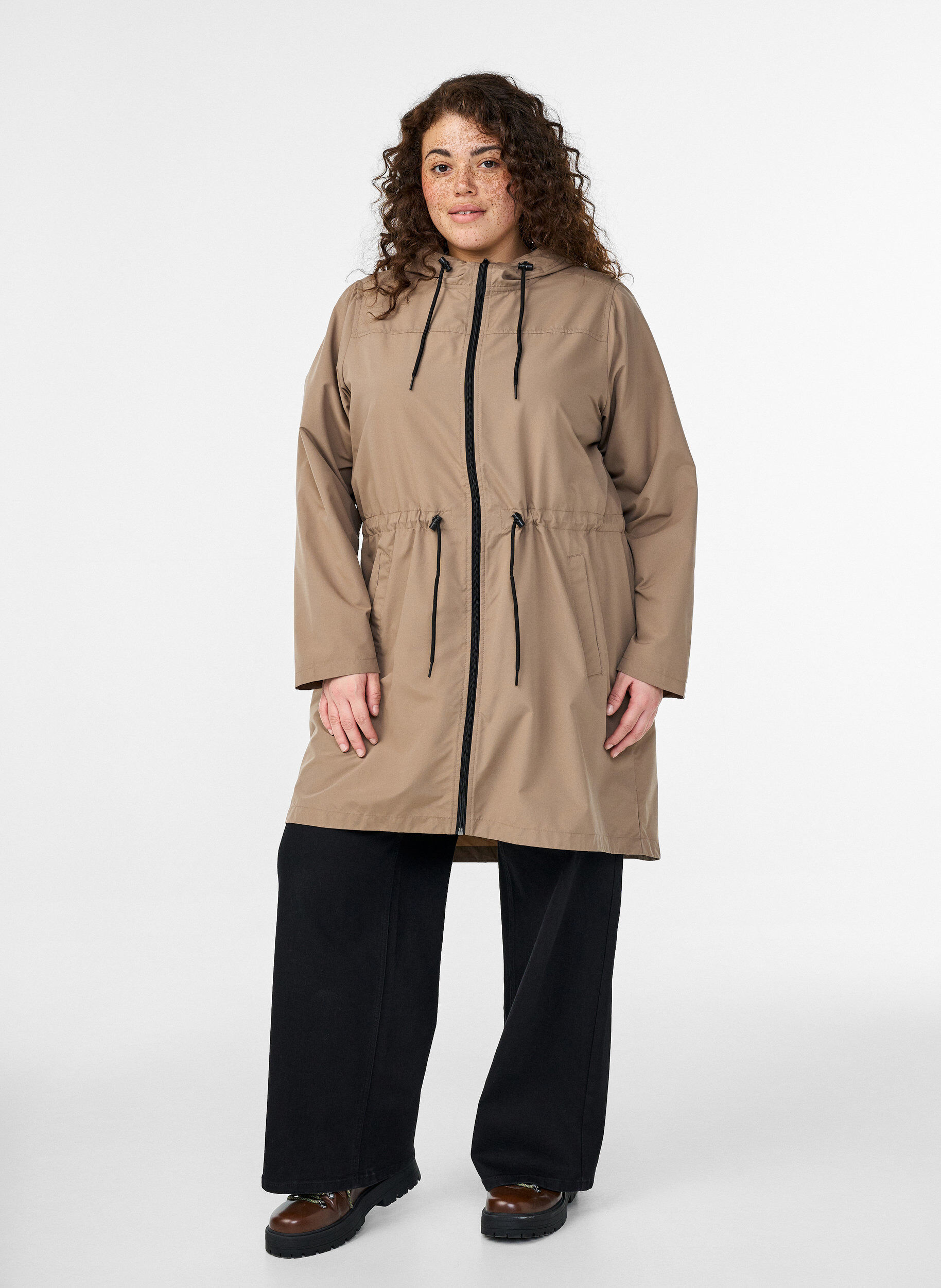 ZizzifashionLightweight parka with a hood, Brown, Model image number 1
