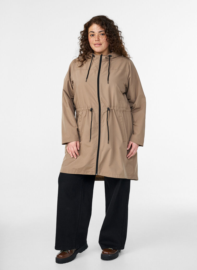Lightweight parka with a hood, Brown, Model image number 1