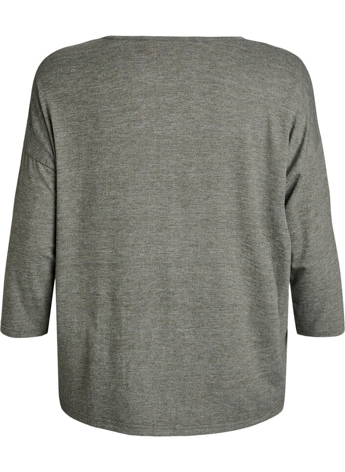 Jersey blouse with 3/4 sleeves, Green, Packshot image number 1