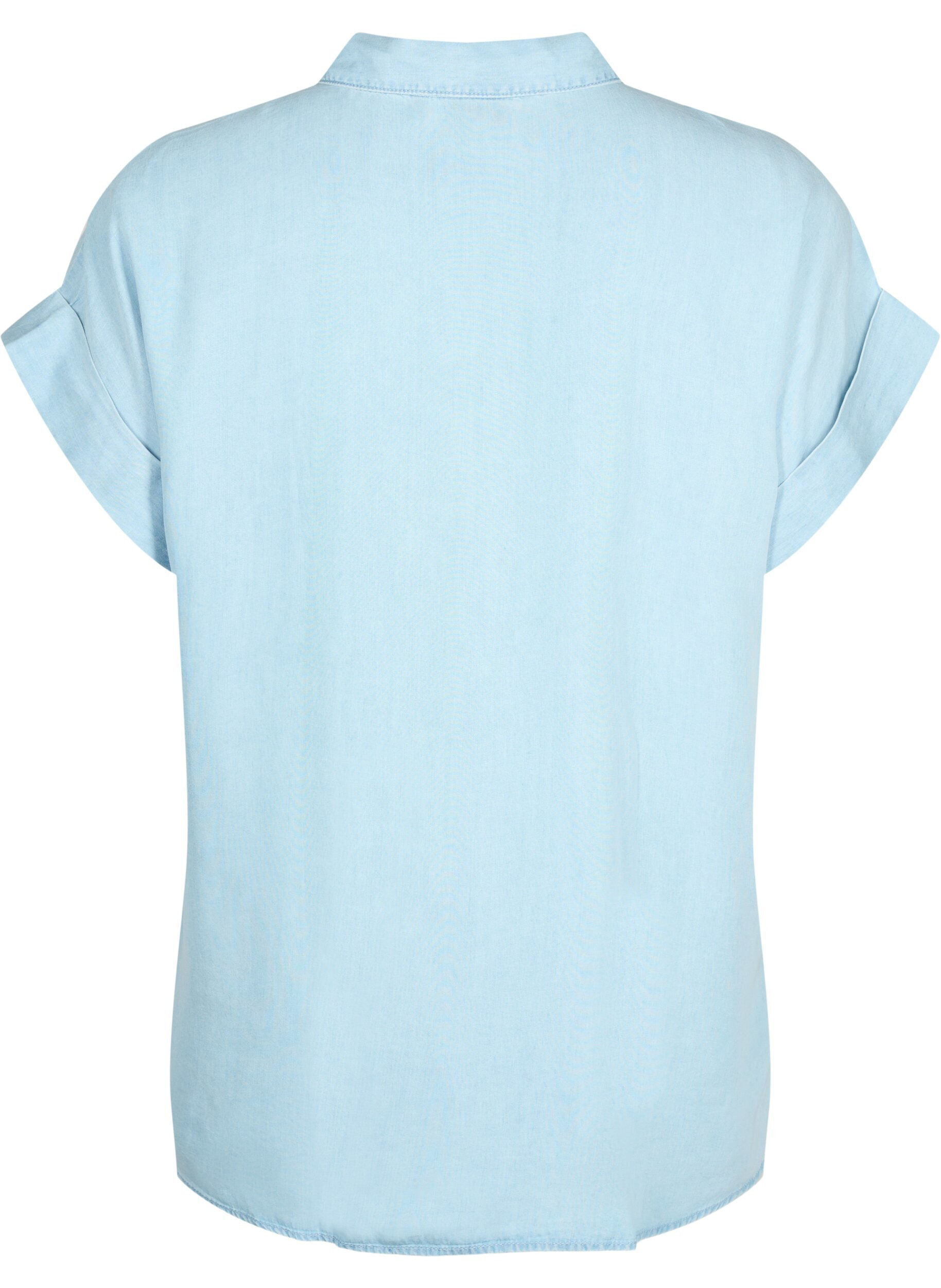 Zizzifashion Short-sleeved shirt in lyocell (TENCEL&trade;), Light blue denim, Packshot image number 1