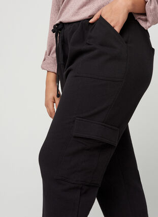 Acid wash trousers in a cotton blend, Black Washed , Model image number 1