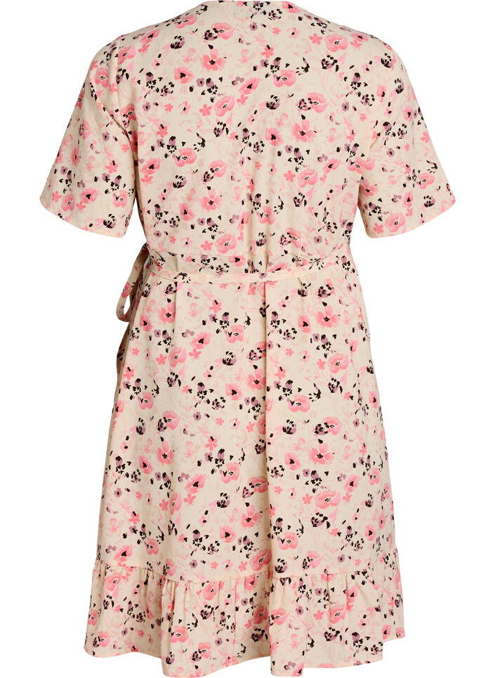 Floral wrap dress with short sleeves, Red, Packshot image number 1