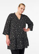 Tunic with an embroidered floral pattern and 3/4 sleeves, Black, Model image number 0
